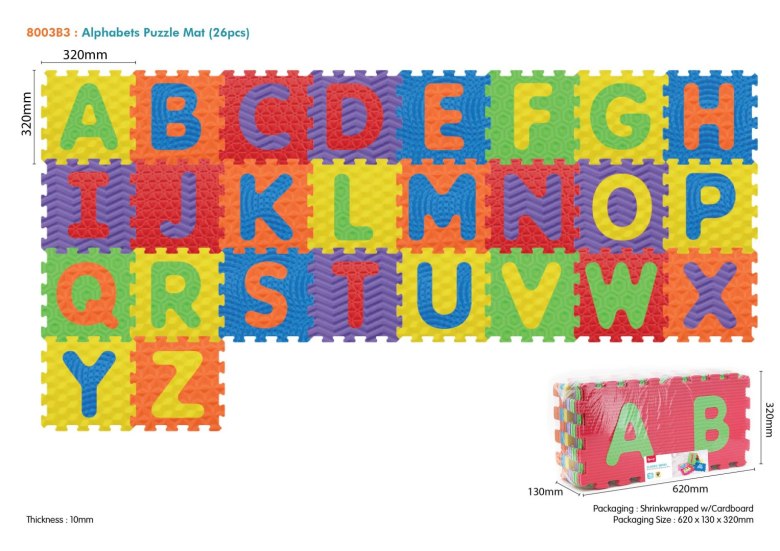 Mata Sensoryczna z 26 Puzzli Alfabet dla dzieci 10m+ Wyjmowane litery 