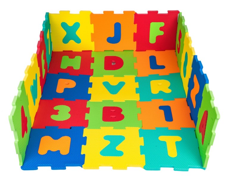 Mata podłogowa z 36 Puzzli dla dzieci 10m+ Wyjmowane cyfry litery  Jaskrawe kolory