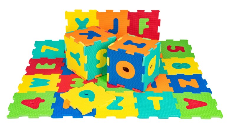Mata podłogowa z 36 Puzzli dla dzieci 10m+ Wyjmowane cyfry litery  Jaskrawe kolory