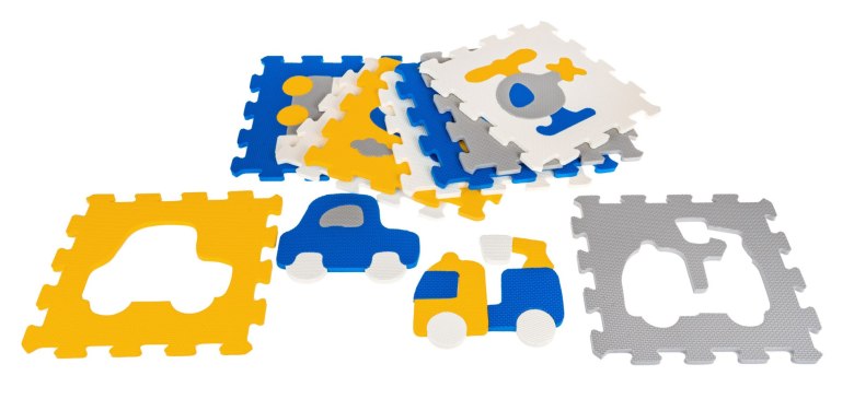 Mata z 9 Puzzli Pojazdy dla dzieci 10m+  Układanka pojazdy maszyny 