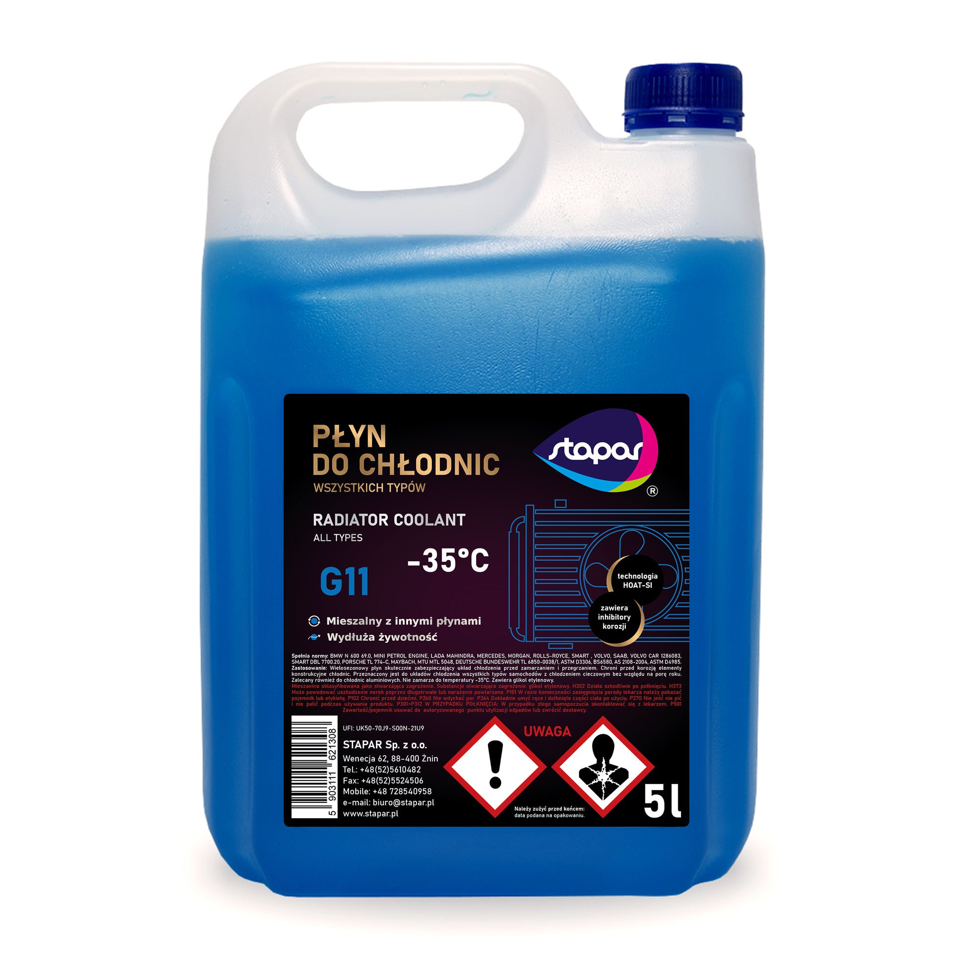 Niebieski płyn do chłodnic G11 –35C 5L Stapar