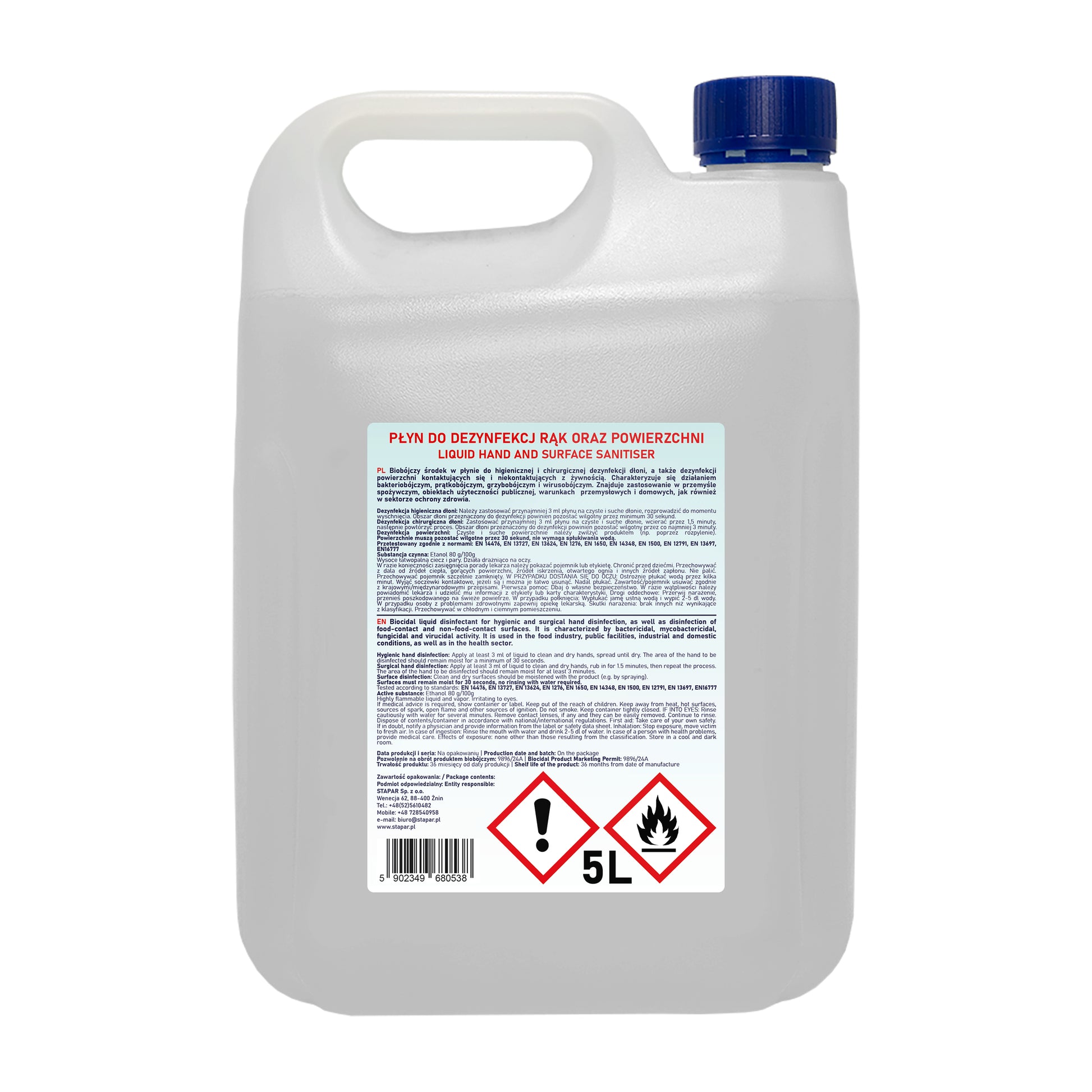 Płyn do dezynfekcji rąk i powierzchni 80% 5l