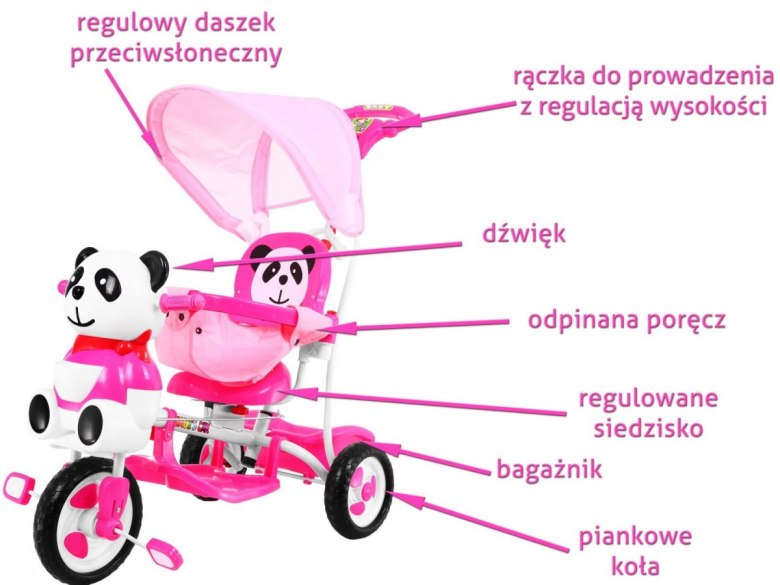 3-kołowy Rowerek dla dzieci Słonik Różowy