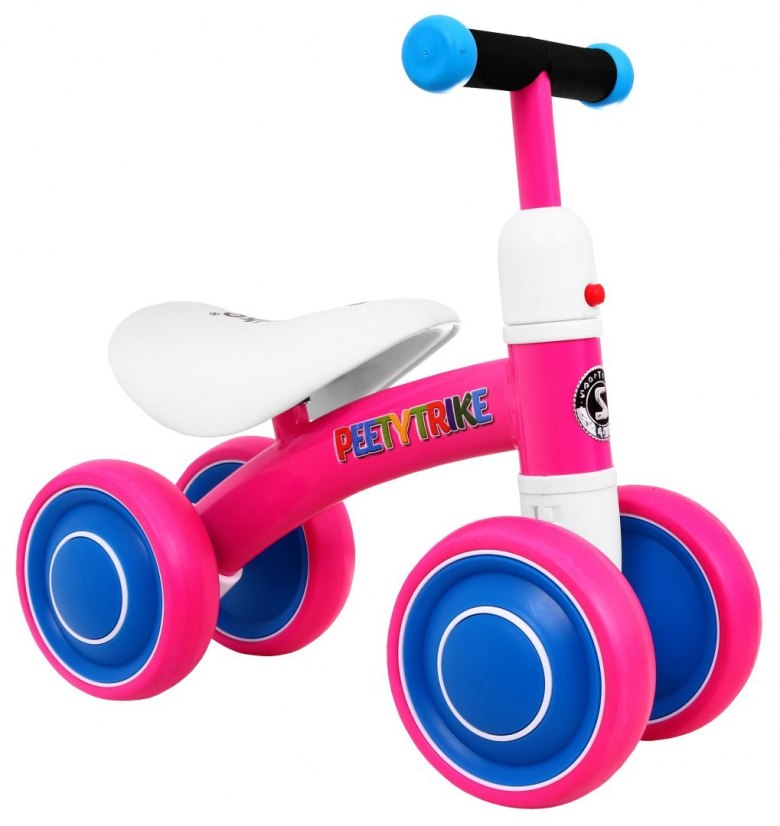 Pierwszy Rowerek biegowy PettyTrike dla dzieci Różowy 4-kołowy