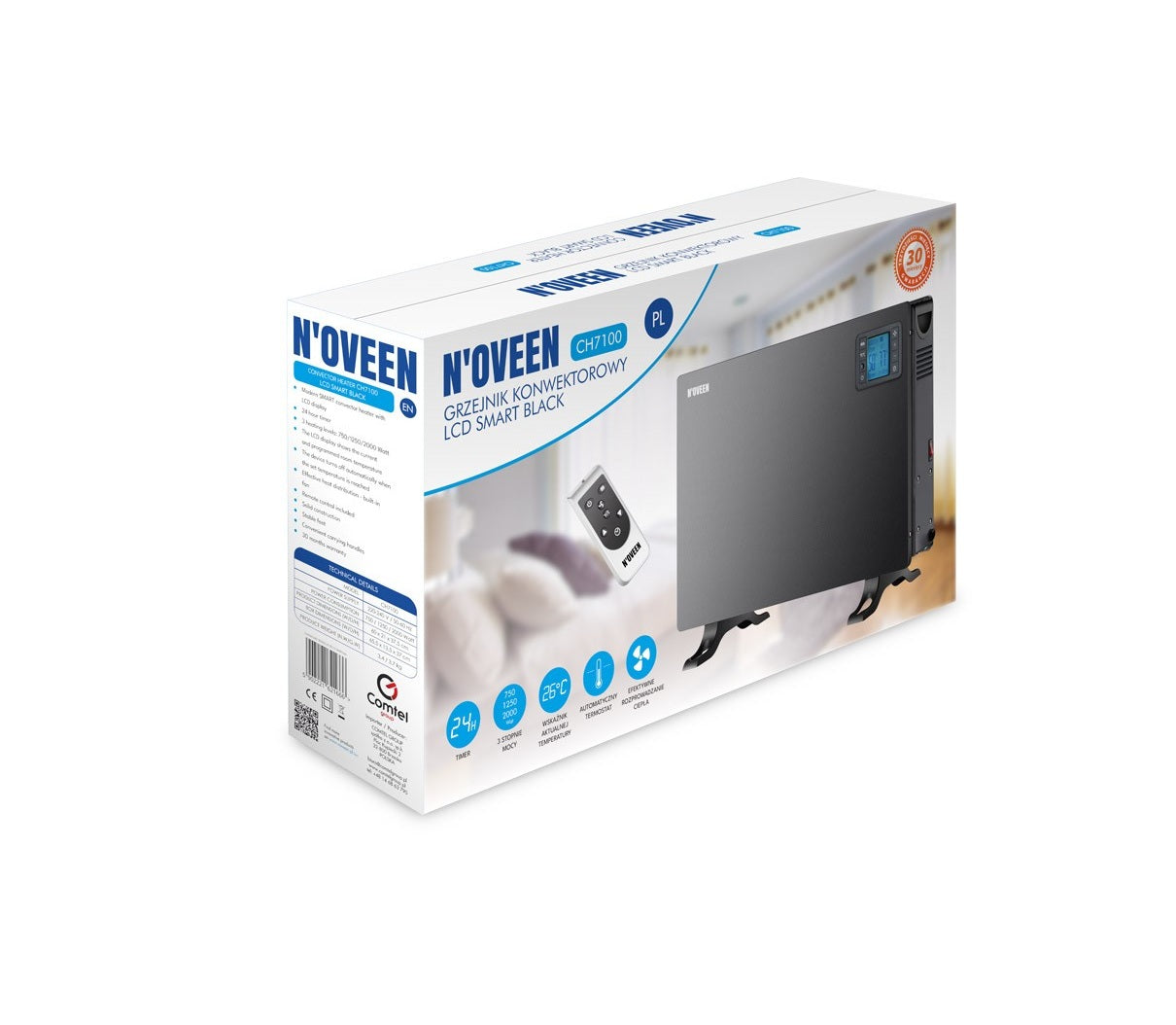 NOVEEN Grzejnik konwektorowy CH7100 LCD smart Czarny
